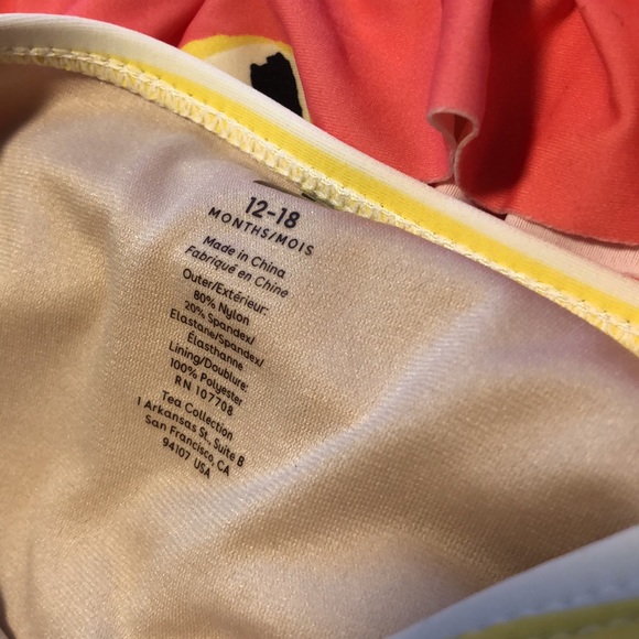 Tea collection pink fish two piece bathing suit, size 12-18 months - Picture 3 of 3